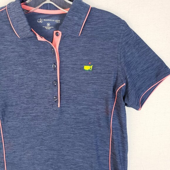 NWOT Masters Magnolia Lane Tech $240 Polo Shirt Short Sleeve Navy size M Golf - Picture 2 of 12